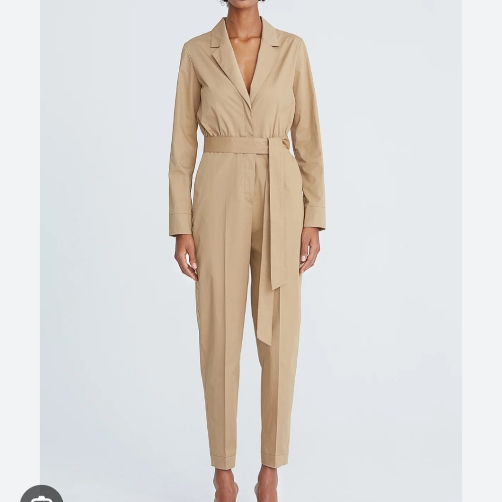 Halston Blakey Tan Cotton Jumpsuit (Missing Belt)